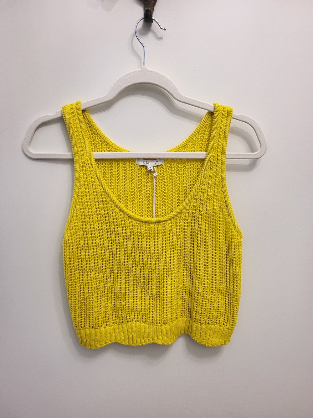 Z Supply Yellow Cropped Knit Tank Top Medium
